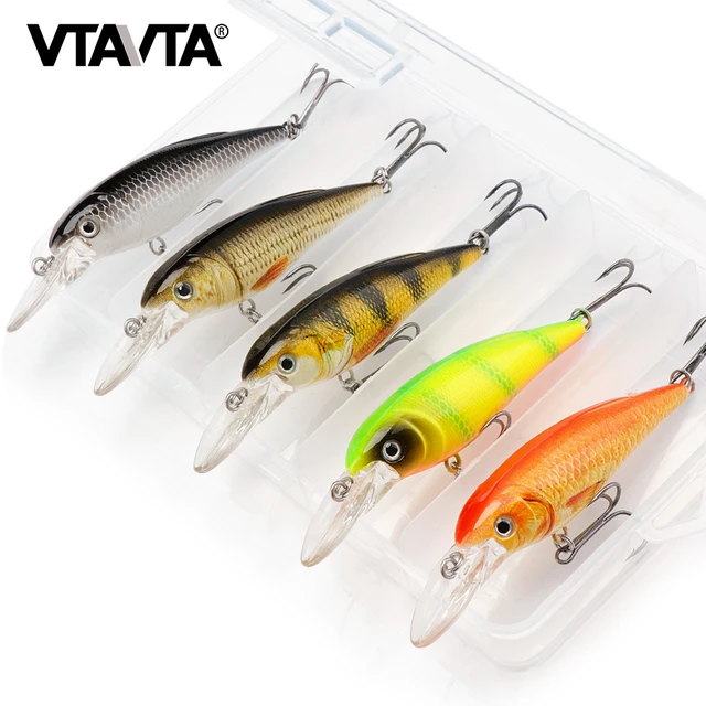 VTAVTA 5PCS 80mm 11.6g Black Minnow Fishing Lures Floating