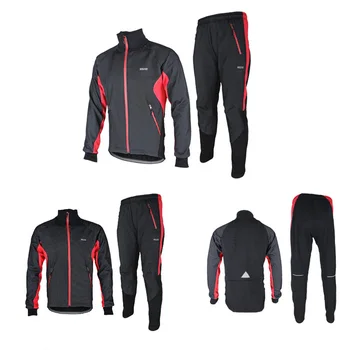 

ARSUXEO Men Warm Jacket Suit Tops Pants Shorts Pad Thermal Bike Bicycle Winter