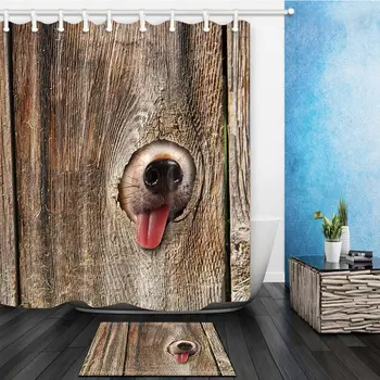 

Cute dog Shower Curtain Bathroom Decor Waterproof Fabric & 12 hooks