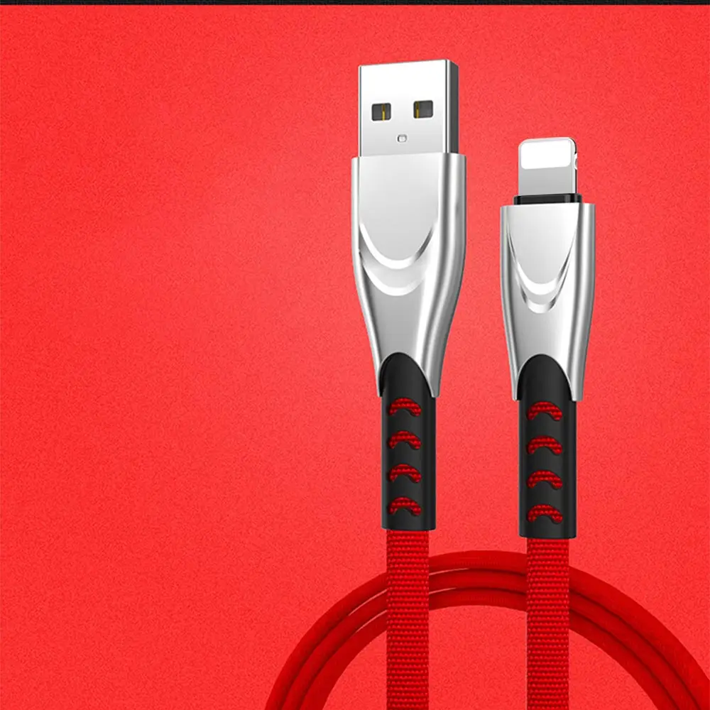 FDBRO USB кабель для быстрой зарядки плоский нейлоновый кабель типа C Micro USB зарядное устройство провод шнур для IPhone IPAD huawei samsung Xiaomi - Цвет: iOS red