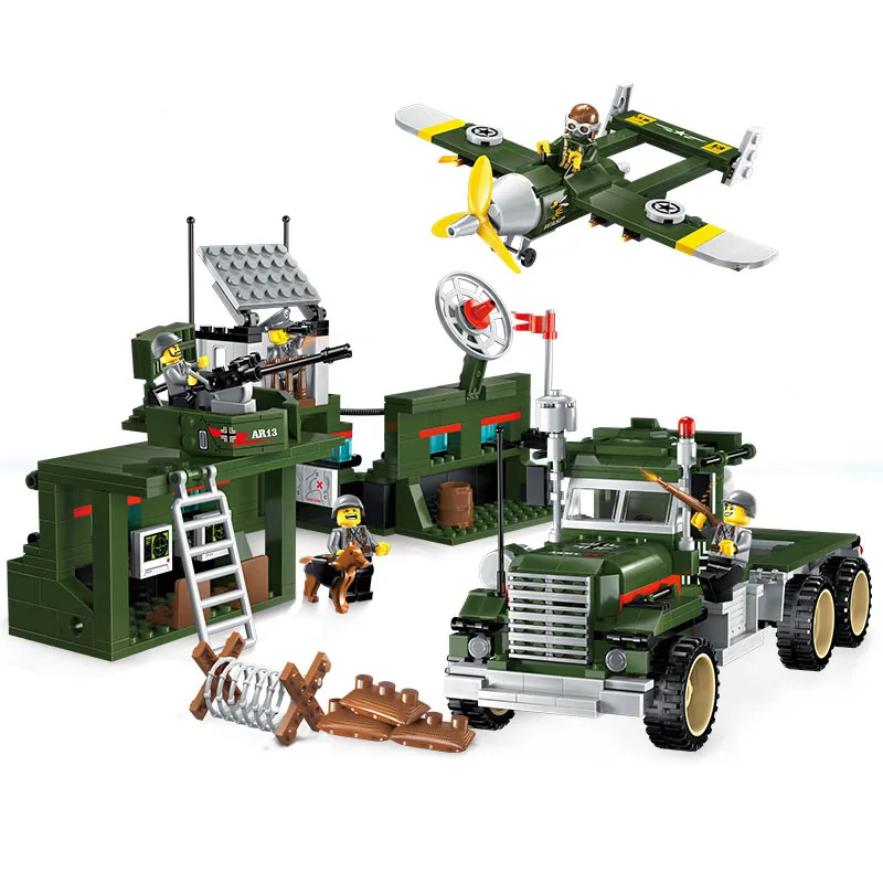 

Models Toy 1713 687Pcs Military Fighter Policeman Educational Building Blocks Compatible With Legoingly City Brick Toy Boys Gift