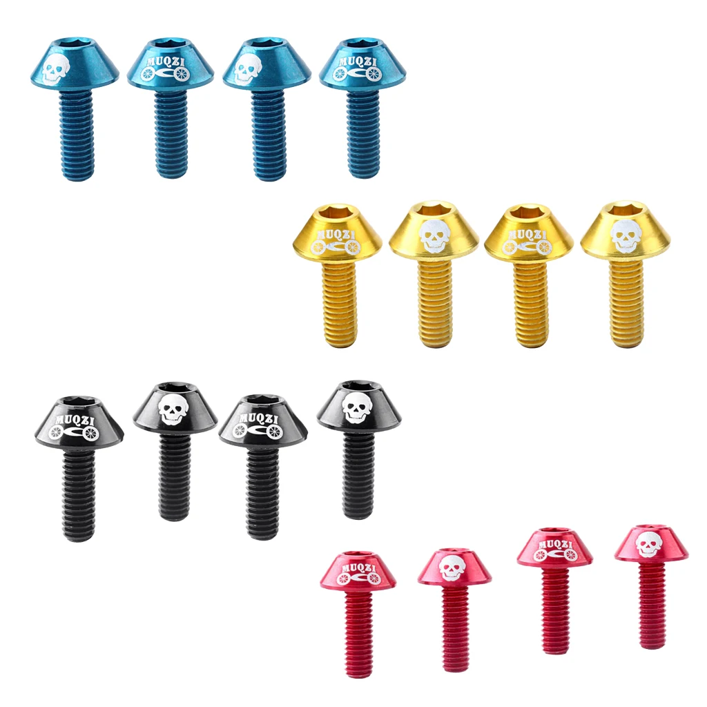 Pack of 4 Aluminum Alloy 15mm M6 Screws for MTB Mountain Bike Bicycle Cycling Bottle Cage Holder Handlebar Colorful | Спорт и