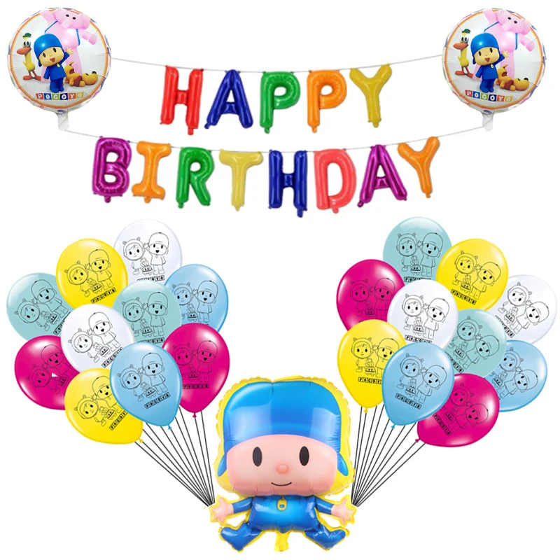 Новый Pocoyo Фольга мультфильм тема латексные шары с днем рождения баннер Baby Shower
