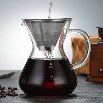 

1PC 500ml Turkish Coffee Pots Heat Resistant Glass Coffee Pot Brewer Counted Hot Brewer Coffee Pot Stainless Steel Filter