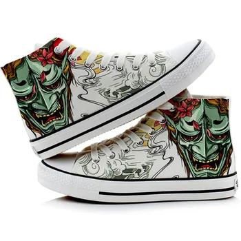 

Unisex Graffiti Prajna Casual Canvas Shoes plimsolls hand-painted Harajuku Punk Rock Student Flat shoes duck shoes Sneakers