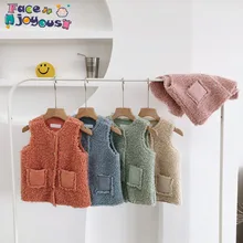 Г. Осенне-зимний детский бархатный жилет из овечьей шерсти куртка с карманами для девочек пальто для мальчиков в стиле унисекс Детские жилеты