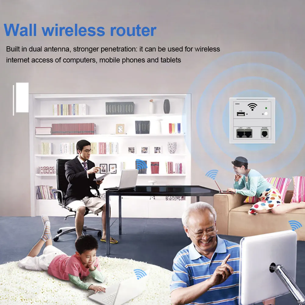 300 Мбит/с 86 панель AC220V ИНН удлинитель отель WiFi розетка двойной LAN встроенный антенный ретранслятор настенный беспроводной маршрутизатор аксессуары
