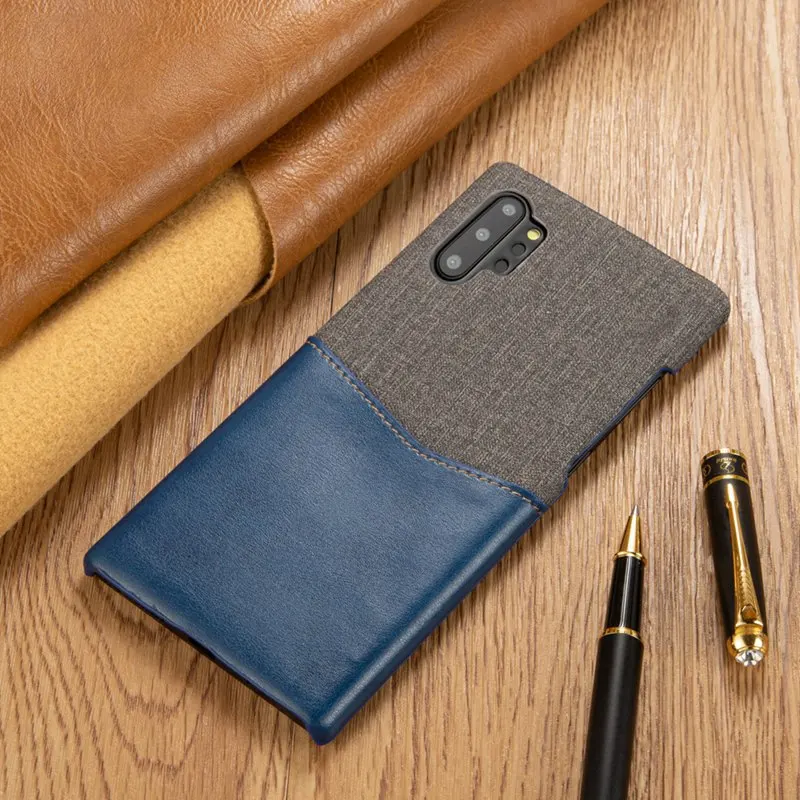 Из искусственной кожи ткань чехол для samsung Galaxy Note 9 Note10 Pro Чехол Coque для samsung Galaxy S8 S9 плюс Note9 s8plus s9plus чехол s - Цвет: navy blue