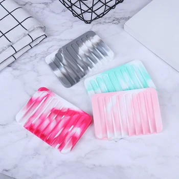 

New Hot Reusable Silicone Bathroom Soap Dish Plate Holder Tray Storage Case
