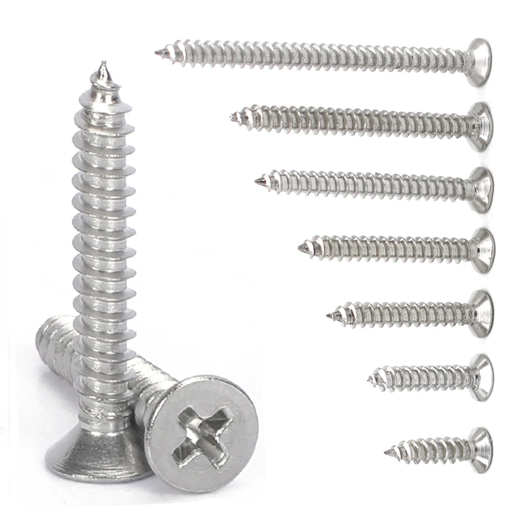 4g 6g 8g STAINLESS STEEL POZI COUNTERSUNK FULLY THREADED CHIPBOARD WOOD SCREWS 