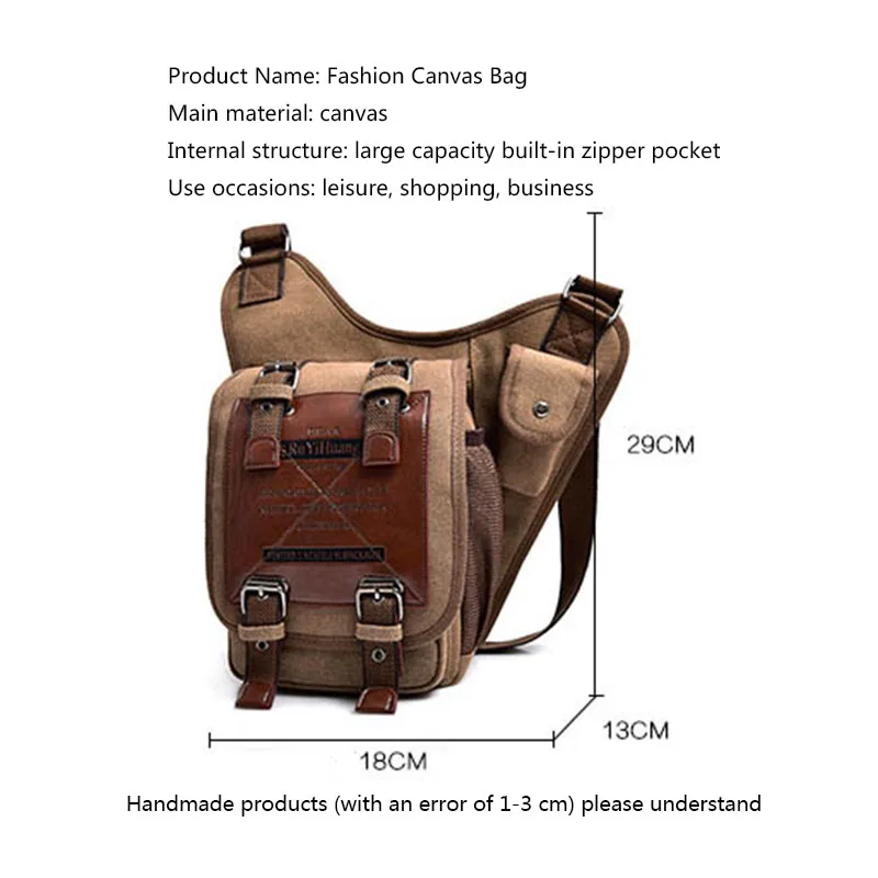 Leather mens chest retro messenger bag multi-function riding bag 
