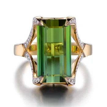 

Luxury Green Crystal Ring Personality Atmosphere Ladies Fashion Birthday Gift Factory Wholesale