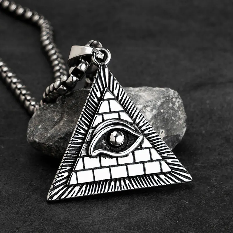

The Devil Eye of omniscient pendant Stainless steel Triangle necklace for Men High quality Jewelry mygrillz