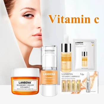

LANBENA Skin Care Vitamin C Series Face Mask 25ml Whitening Seaberry Facial Cream Makeup Base Primer Serum 7 Day Ampoule Essence