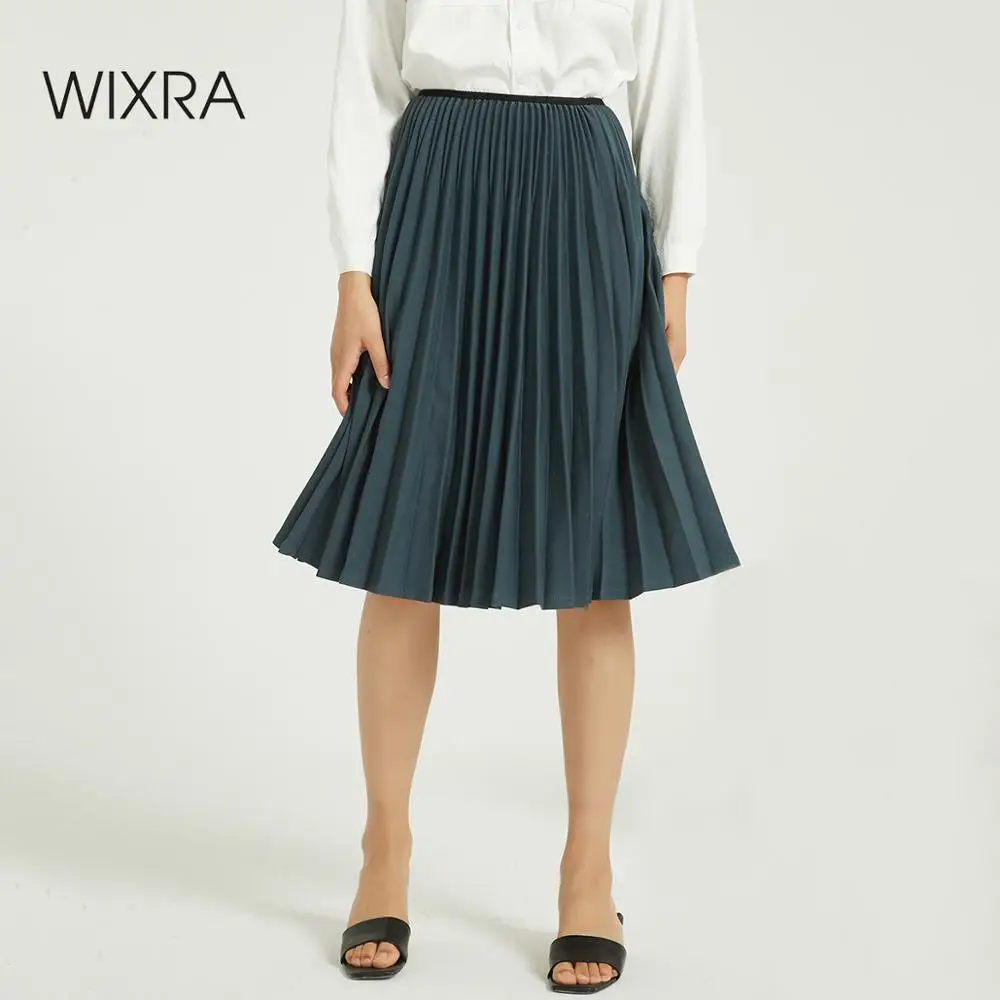 Wixra новая Базовая однотонная плиссированная юбка элегантная эластичная талия