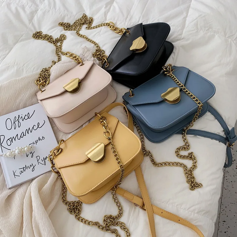 

Small Bag Women's 2019 Summer New Style Textured Versatile Lock Shoulder Bag CHIC Chain WOMEN'S Bag Shoulder Bag