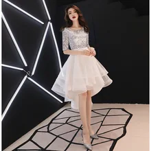 Женские вечерние платья Стиль Банкетный элегантный белый короткий рост благородный Дебютант платье для похудения осенняя одежда