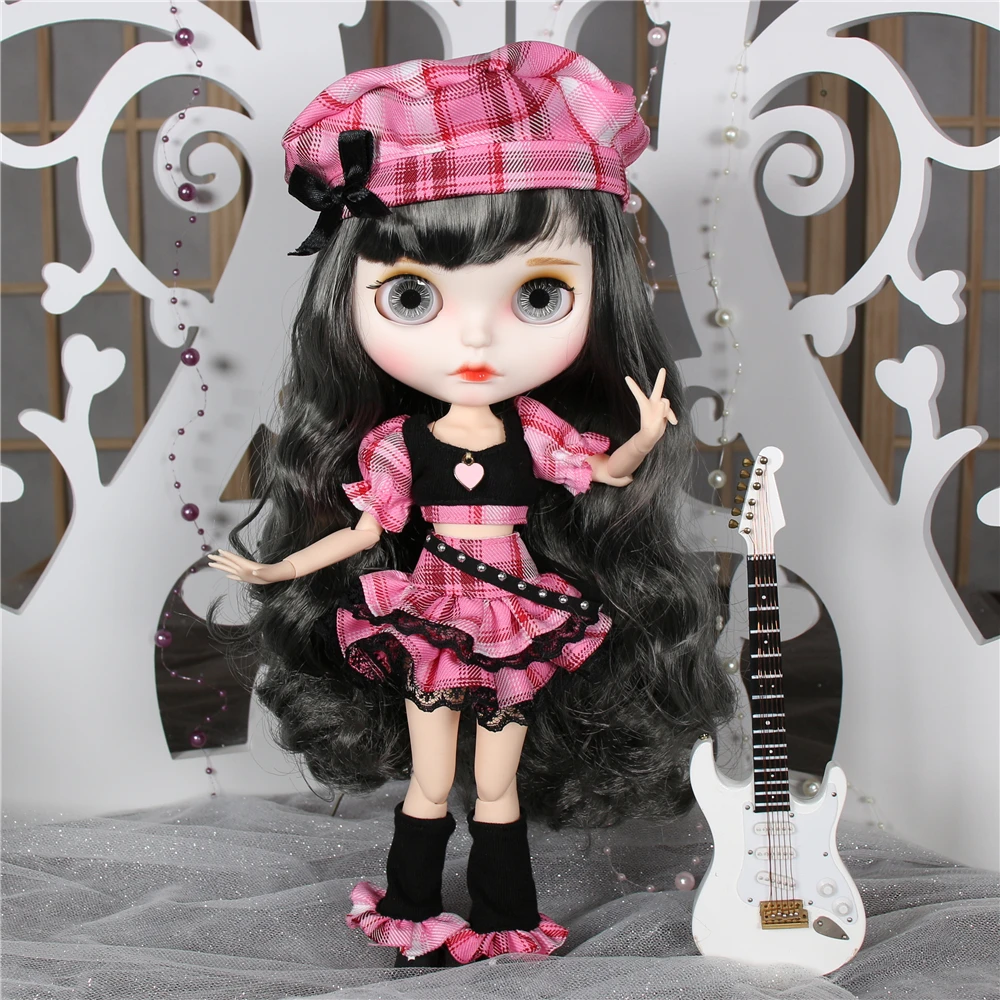 Doll Clothes ICY DBS Blyth Doll Clothes Pink Dress Berets Plaid Skirt Anime Suit