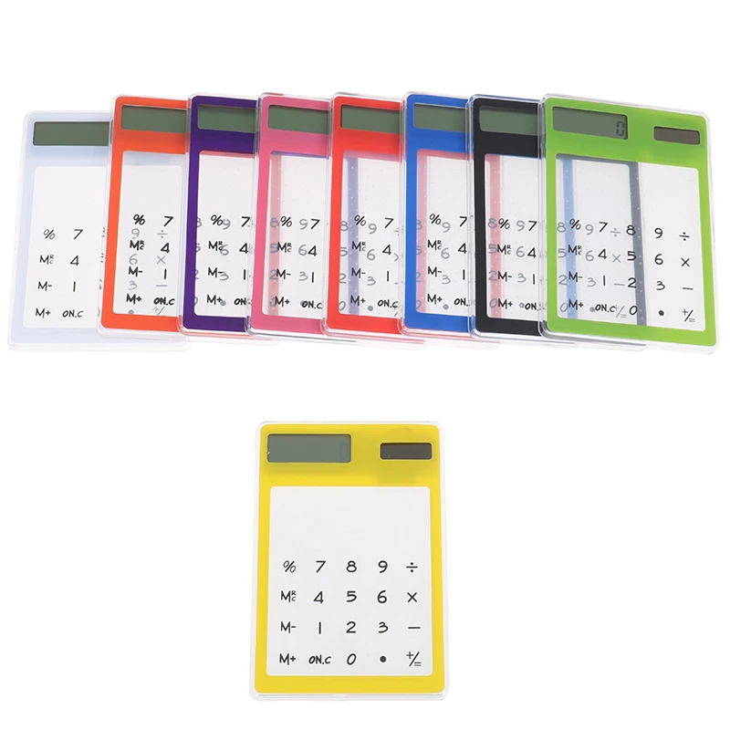 8 Digit Touch Screen Ultra slim Transparent Solar Stationery Clear Scientific Calculator use for Student School Office