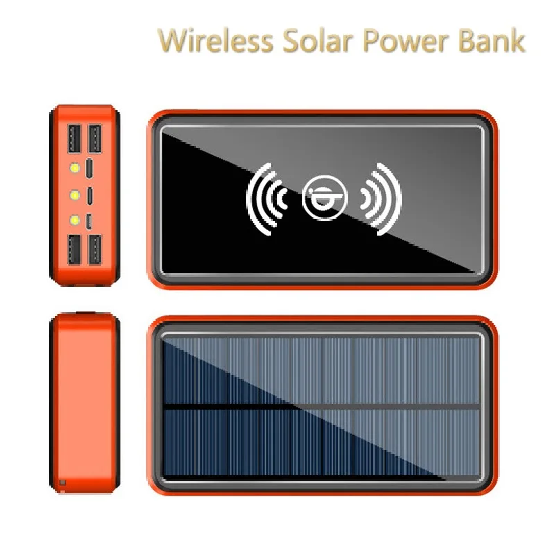 Banco de energía Solar inalámbrico de 80000mAh, cargador de teléfono al aire libre para viajes, cargador de emergencia portátil para Xiaomi, Samsung, IPhone