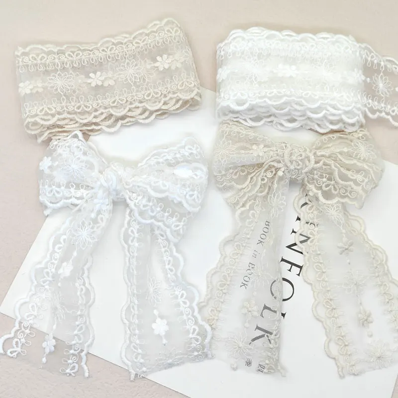 Lace Fabric Lace Ribbon Lace Garment Accessories Lace Sewing Supplies Lace Accessories Lace Sewing Accessories Lace Decoration 1 Yard Embroidery Lace For Crafts 6.5cm Tulle Fabric Sewing Ribbon Apparel DIY Trimmings African lace for Needlework
