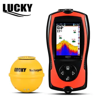 SPECIAL PROMO ❤️ LUCKY Rechargeable Fish Finder FF1108-1CWLA Wireless Sonar Sensor Fishing Finder Color Display Max 45M Water Depth - discount item 50% OFF Sports & Entertainment
