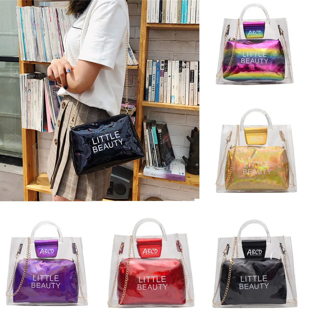

Crossbody Bags for Women Bag 2020 Fashion Lady Transparent Letter Wild Chain Shoulder Messenger Bag PVC Waterproof Beach Bag