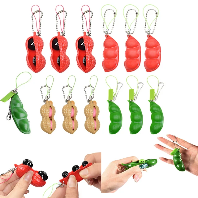 1/3pcs Fidget Toys Pack Portachiavi Decompression Edamame Toys Squishy Squeeze Peas Beans Keychain Stress Adult Toy Key chain 1