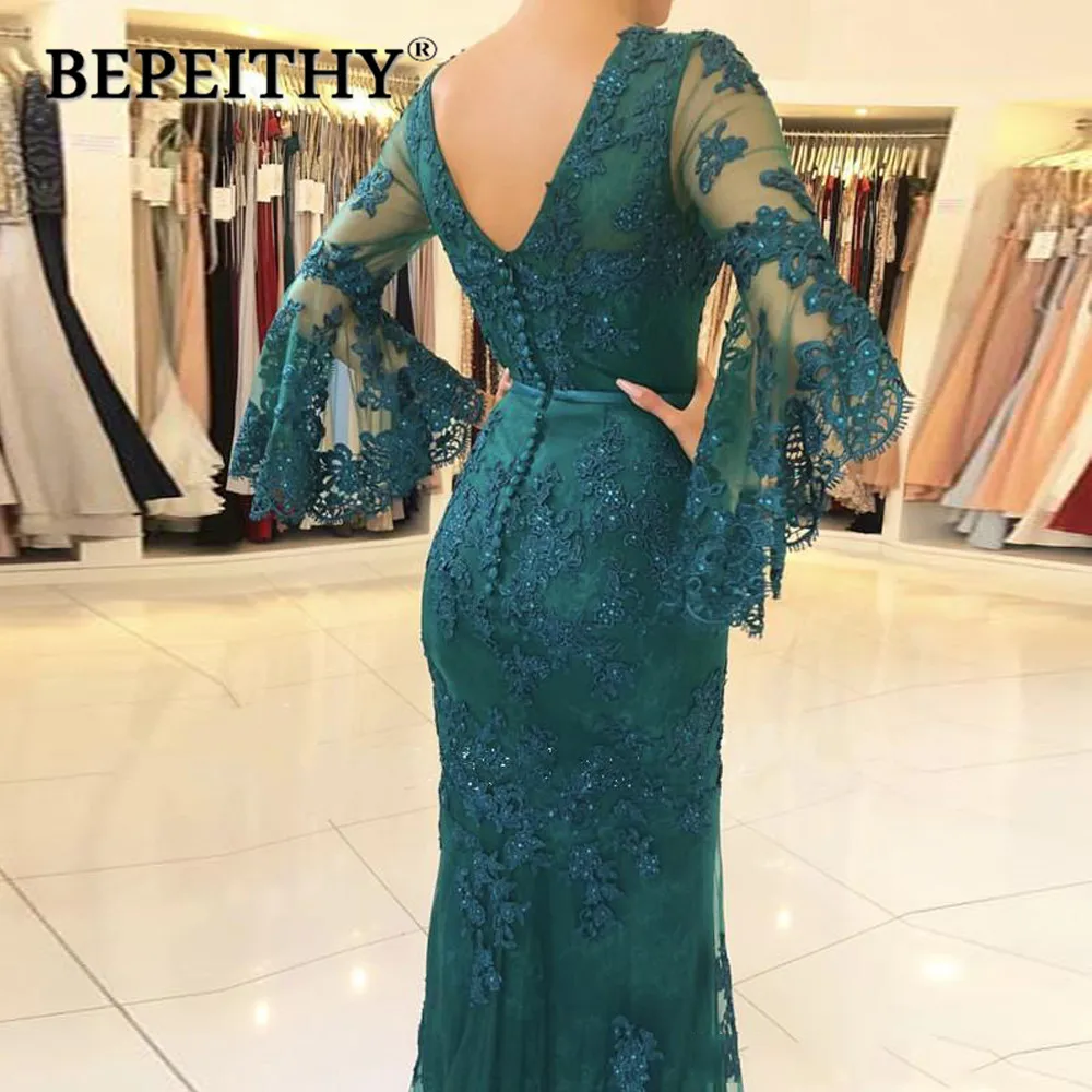 Muslim Mermaid Evening Dresses with Sleeves Vestidos Largos Lace Islamic Dubai Lebanon Elegant Long Party Prom Gowns 2022 ball gown prom dresses