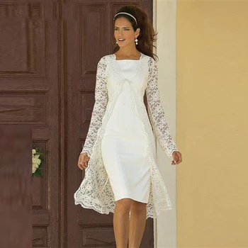 

2Pcs Fashion Bride Mother Wedding Evening Party Midi Dress Hollow Lace Set Evening Party Midi Dress Hollow Lace Set