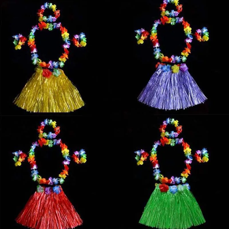 

Colorful 40CM Hawaii Flower Lei Headband Garland Wreath Hula Skirt Fancy Dress Summer Holiday Party Wedding Costume Cosplay
