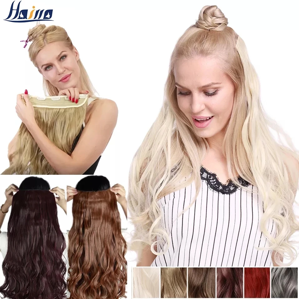 Hairro Synthetic 23inch Long Wavy Clip In Hair Extension 5 Clips In One