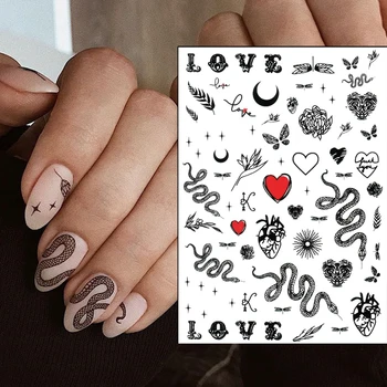 

2020 Hot DIY 3D Nail Art Sticker Adhesive Sticker Decals Tool Black Snake Deisgn Nail Art Tattoo Decoration Wholesale Z0299