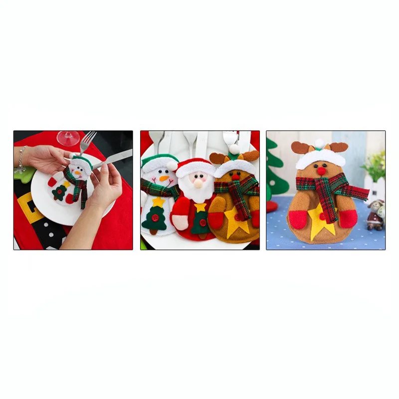 Cute Christmas Santa Holder Dinner Table Decor Cutlery Silverware Bag Pockets