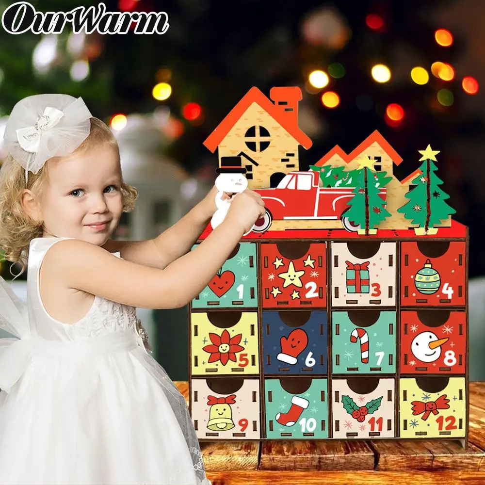 Ourwarm Christmas Advent Calendar Diy Wooden Box Calendar With Drawers  Christmas Countdown Calendar New Year Gifts Toys For Kids - Advent Calendars  - AliExpress