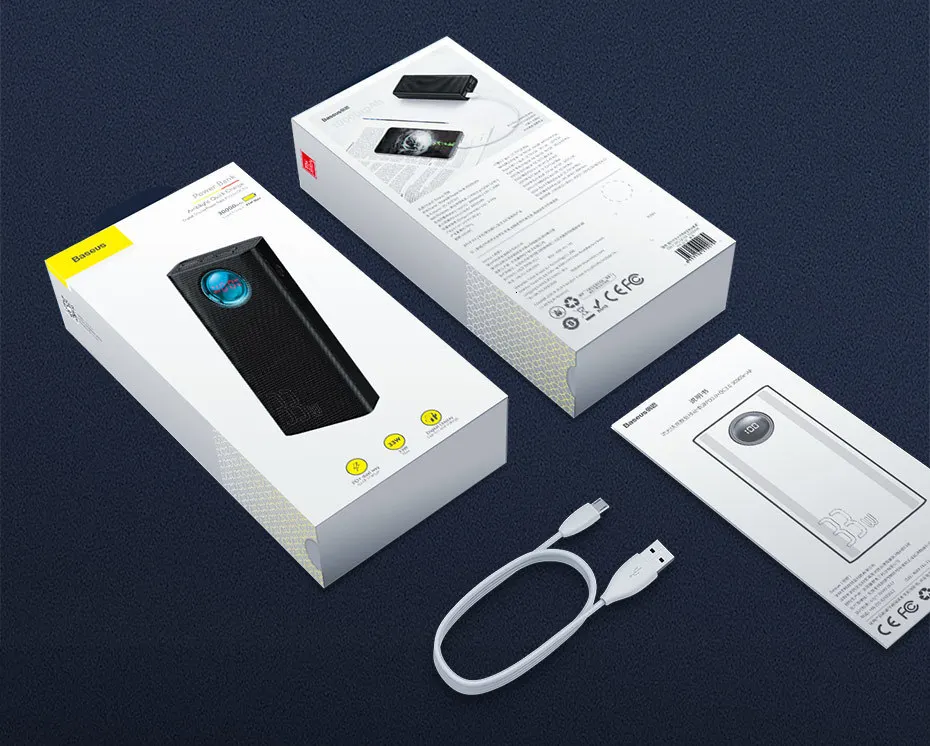 Baseus 30000 мАч Внешний аккумулятор USB C PD Быстрая зарядка 3,0 30000 мАч Внешний аккумулятор для Xiaomi Mi iPhone портативное Внешнее зарядное устройство