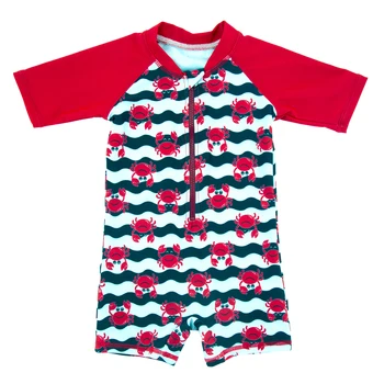 

Honeyzone Siamese Surfing Suit Kids Swimwear For Boy Beach Bathing Banador Bebe Children Swimsuit Crab Print Surfing Suit
