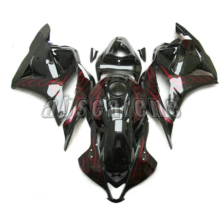 Мотоцикл Полный обтекатели для Honda CBR600RR F5 2009 2010 2011 2012 ABS Пластик система впрыска Кузов глянцевый черный с красным пламенем