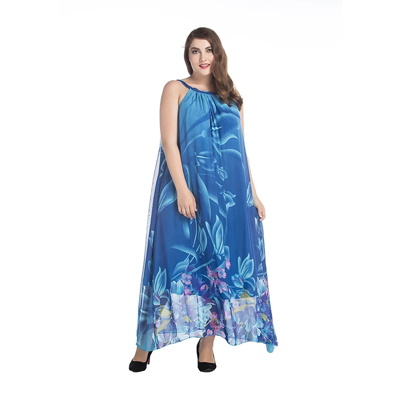 2019 богемное женское летнее платье Slash шеи халат шифон Платье длинное Плюс Размер