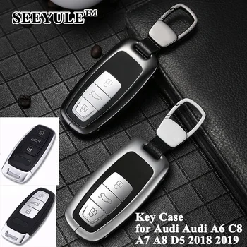 

1pc SEEYULE Aluminum Alloy Car Key Cover Key Case Protector Shell Decoration Car Accessories for Audi A6 C8 A7 A8 D5 2018 2019
