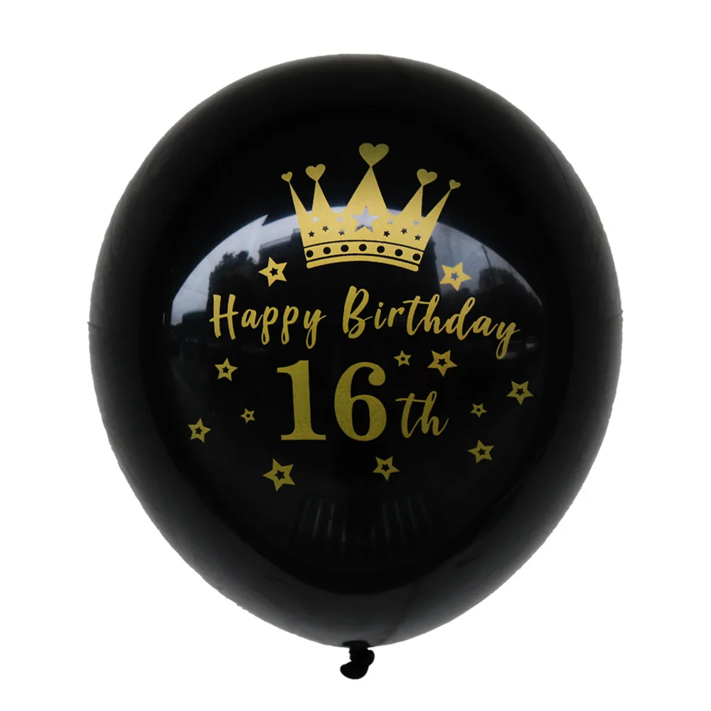 1 шт. 12 &quotЗолотые черные латексные воздушные шары 18 21 30 40 50 60 70 лет с днем рождения