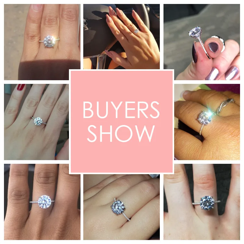 Silver rings,silver ring,wedding rings Simple Rings For Women Silver Color Fashion Jewelry Round Stone Cubic Zirconia Wedding Ring Bridal Engagement Bague CC1607