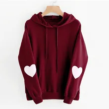 Korean Style Sweet Love Sweatshirt Hoodies Woman Clothes Streetwear Heart Hooded Long Sleeve Hooded Female Full