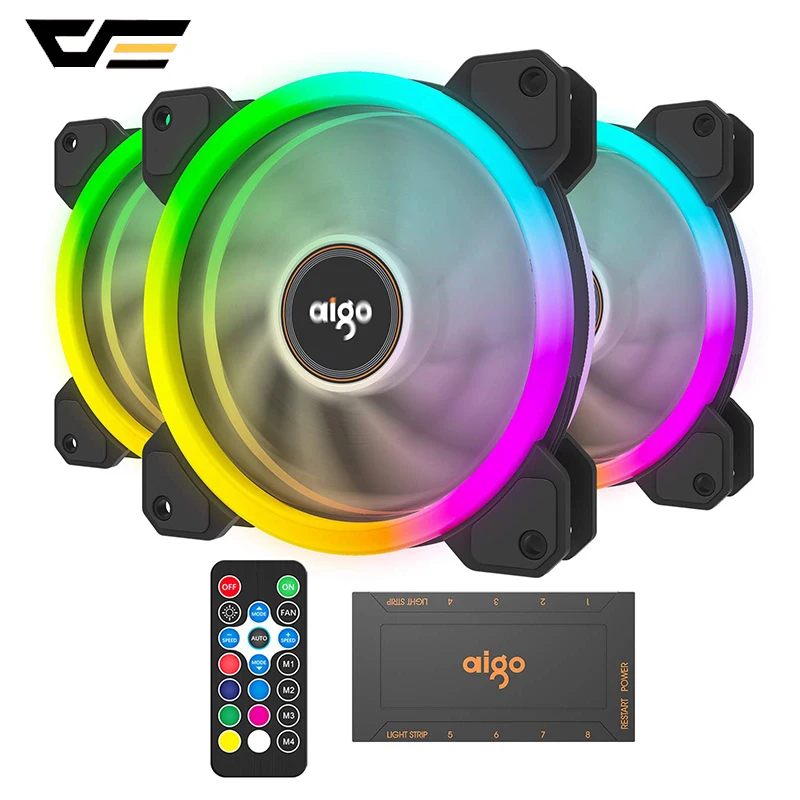 

Aigo New DR12 120mm RGB Case Fan LED Adjust Speed Quiet Computer Case PC Cooling Fan for Computer Case CPU Cooler and Radiator