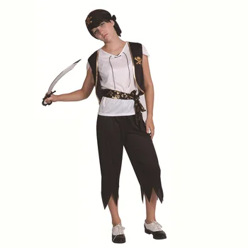 

Halloween Pirate Suit BOY'S Handsome Black And Golden Skull Dressing up Makeup Ball Garment Party Culture kids costume