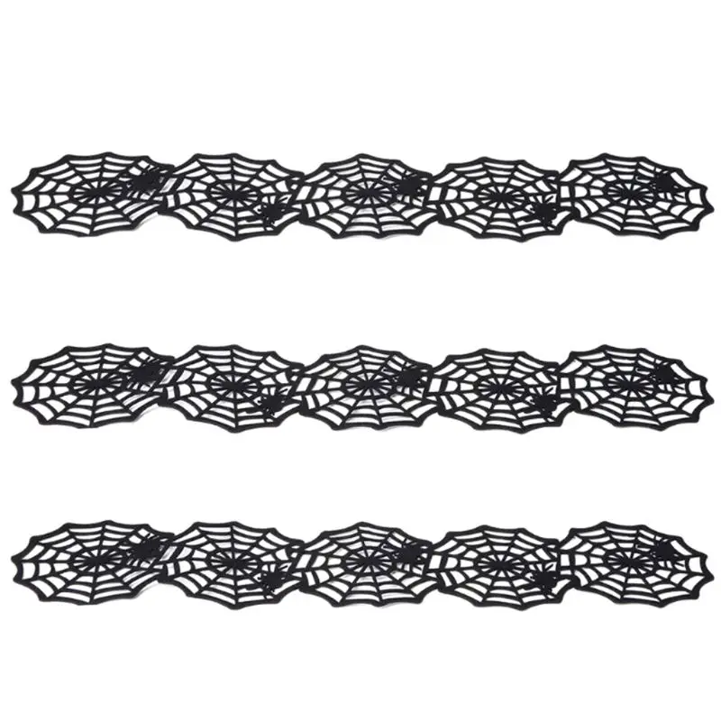 Halloween Table Runners- 3-Pack Spider Web Design Lace Table Cloth, Halloween Party Decor tablecloth 425D