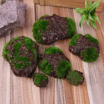

1Pack Fake Moss Stones Craft Flower Green Plants Rock Artificial Landscape Stone Shop Window Office Fake Decor