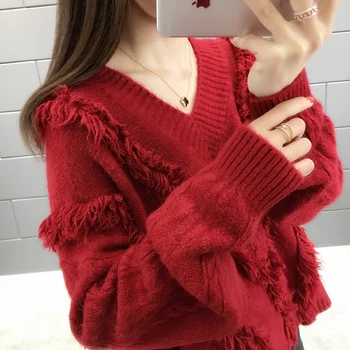 

2020 OHCLOTHING 9151 real shot Korean version spring tassel Jixin knitted sweater cover 62-1 floor, 11 rows, 2 shelves