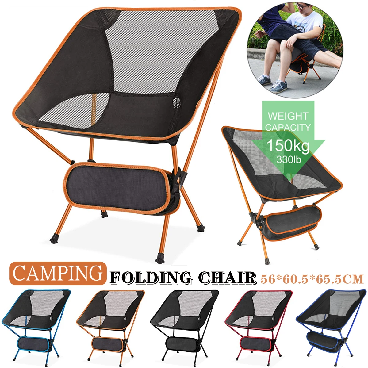 Chaise de pêche pliante ultralégère pour camping randonnée plage pique-nique portable et compacte