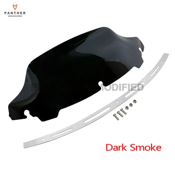 

7" Smoke Motorcycle Wave Windshield Windscreen Slotted Stock Batwing Trim Kit case for Harley Touring FLHT FLHX 2014-up
